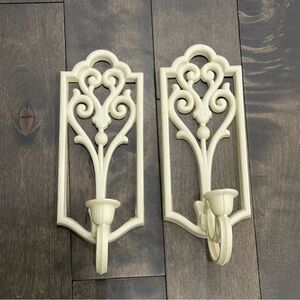 VTG. Homeco wall candle sconces creamy white plastic retro